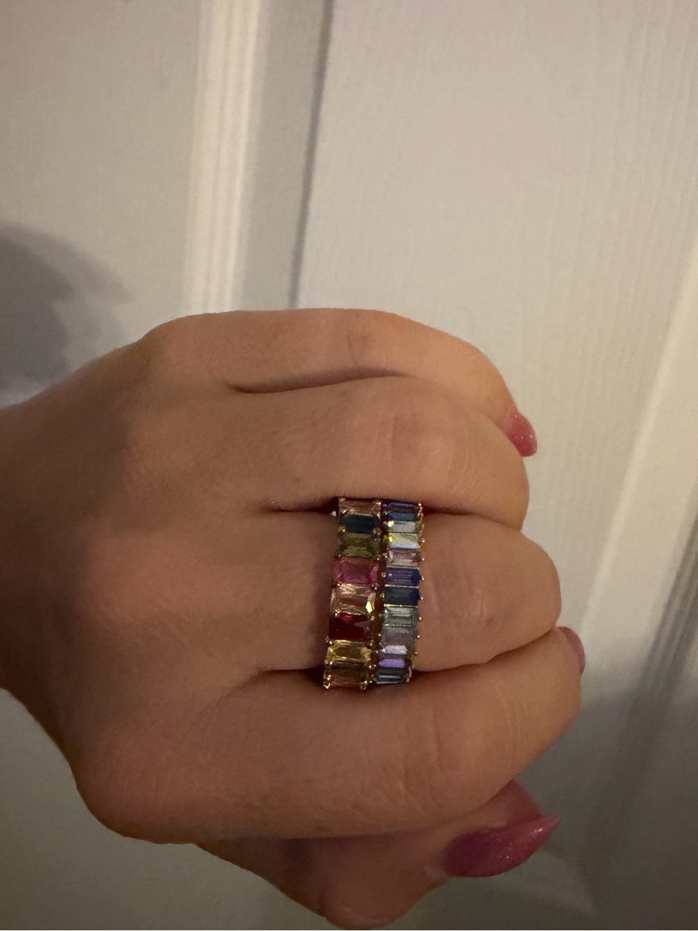 BaubleBar Multicolor Crystal Baguette Stackable Ring - Women's Fashion Jewelry